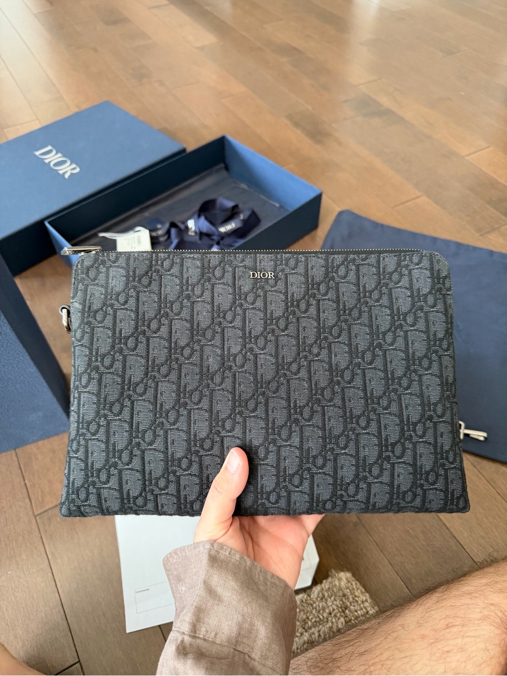 Dior Black Oblique Jacquard Toiletry Pouch